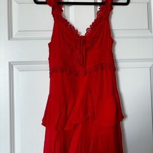 Skylar + Madison Red/Orange Lace Trim Dress